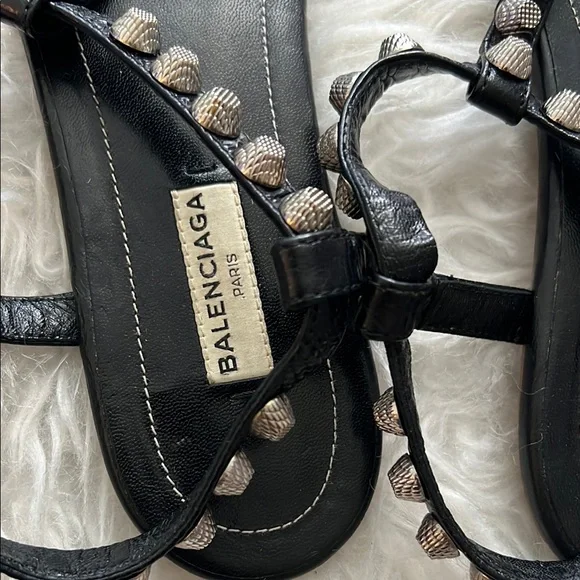 Balenciaga Black Sandals with Silver Studs - Picture 3 of 9